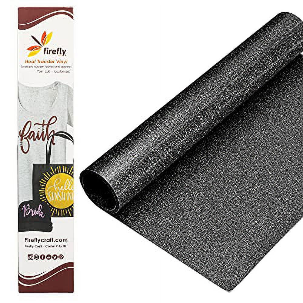 Firefly Craft Glitter Black HTV - Heat Transfer Vinyl - Iron On Fabric  Sheets for Shirt Transfers - Vinyl for Cricut - Heat Press Vinyl - Single  Colors or Bundle Multipack- 1